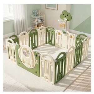 Foldable Baby Playpen with Safety Gate and Activity Panels