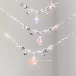 Celestial Crystal Charm Necklace – Star & Drop Pendant Collection