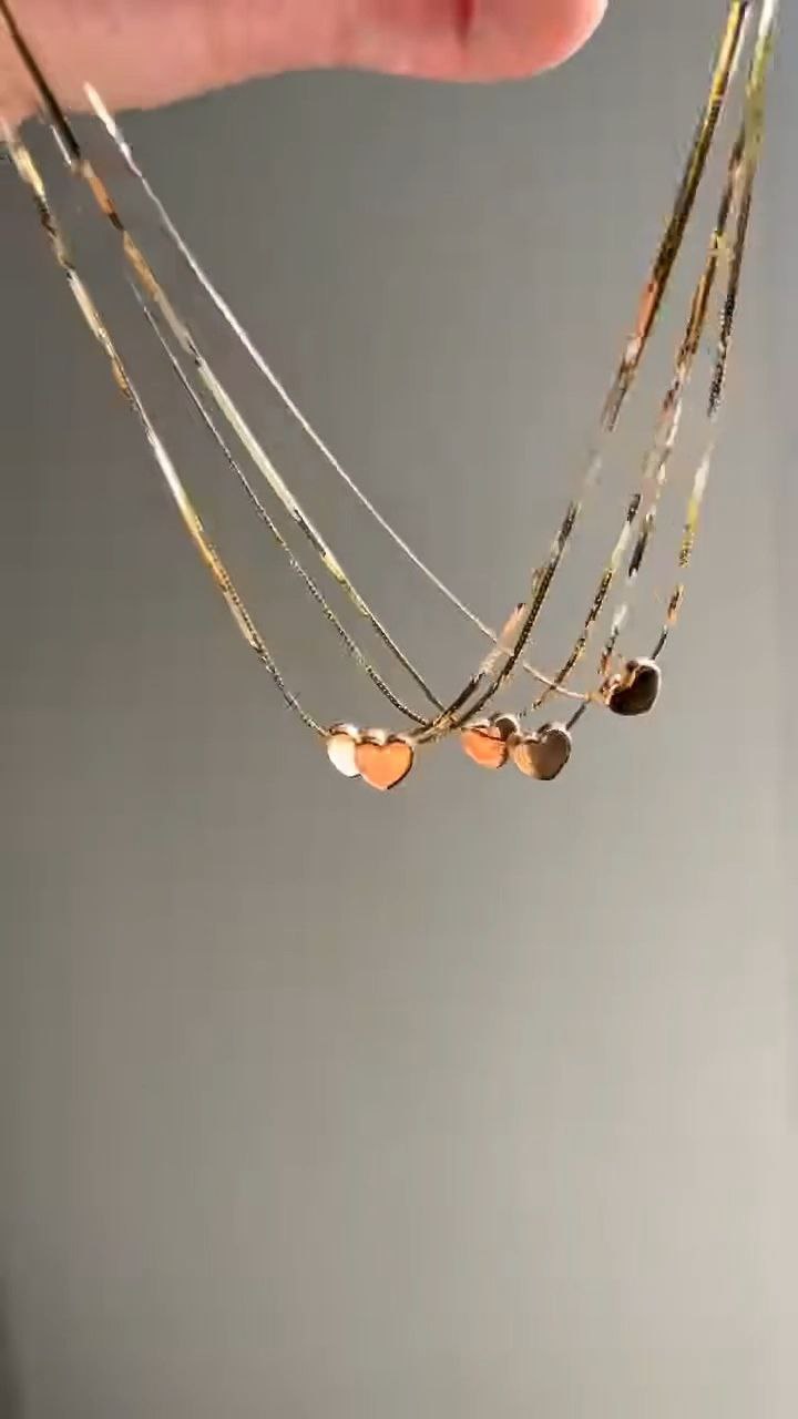 Layered Heart Charm Chain Necklace for Women