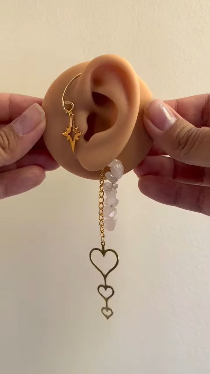 Celestial Heart Drop Ear Chain Earring