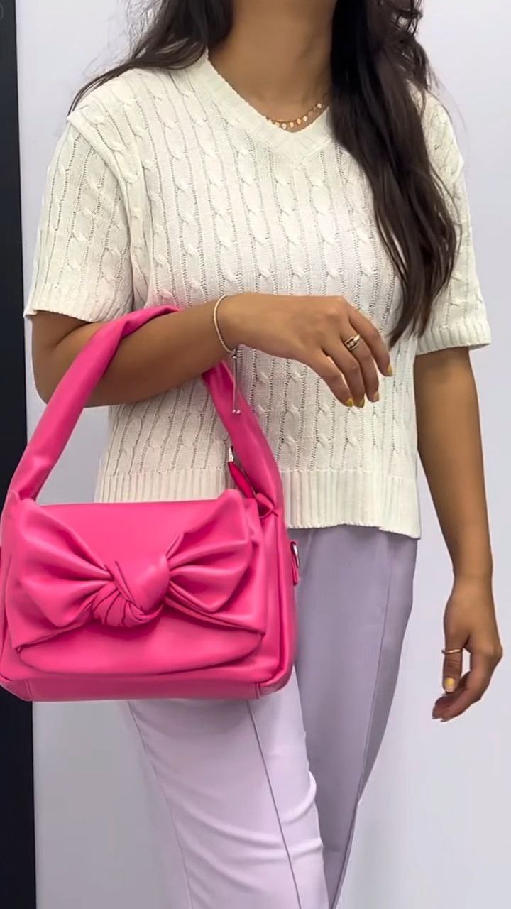 Soft Bow Detail Shoulder Bag