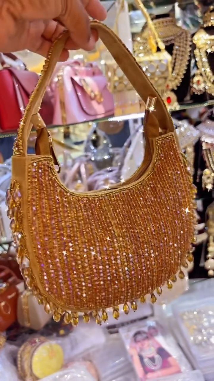 Ivory Beaded Shoulder Bag with Crystal Fringe - Image 4