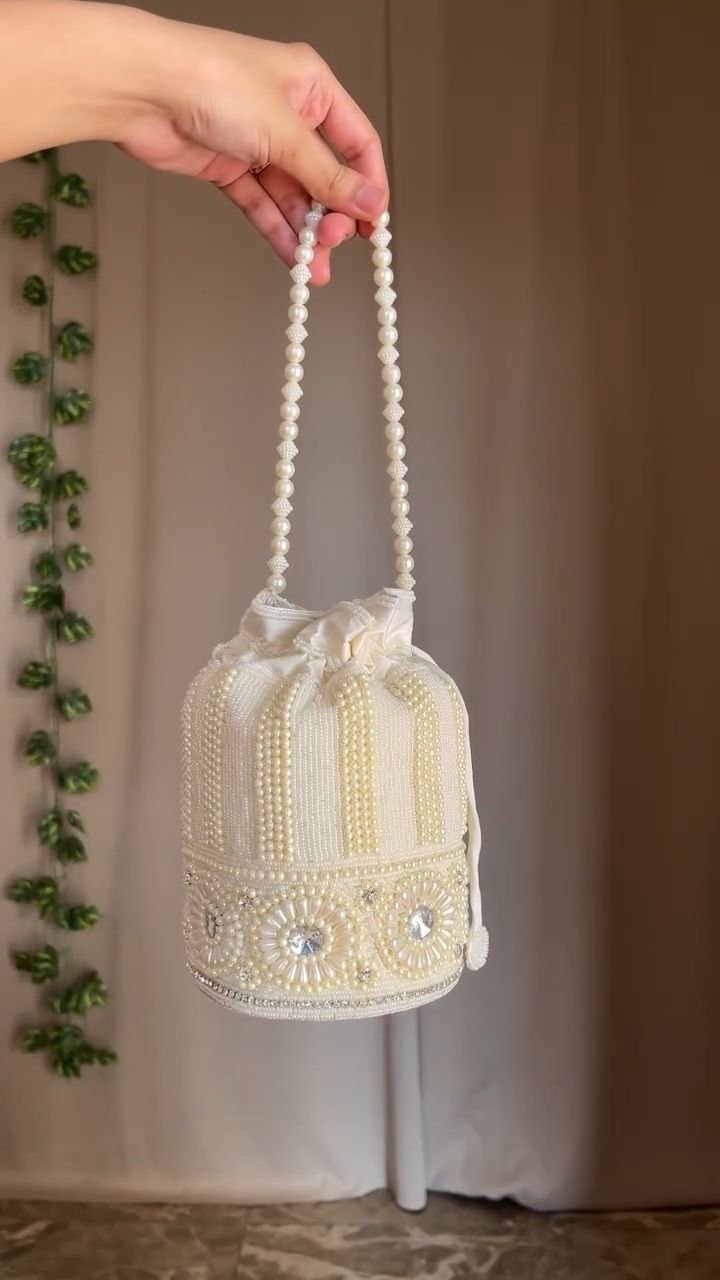 Pearl Embellished Circular Clutch Bag - Image 4